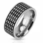 Bague homme en acier quadrillage noir