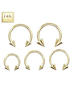 Piercing fer à cheval Or 14K avec Cônes