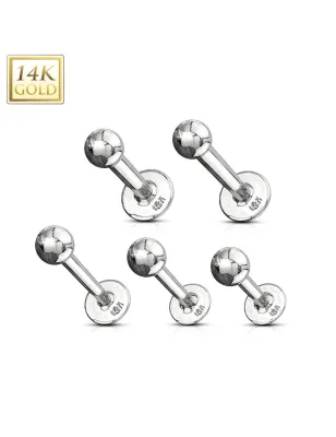 Piercing oreille Labret Or Blanc 14K Véritable