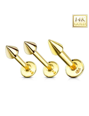 Piercing Labret Or 14K Véritable Spike