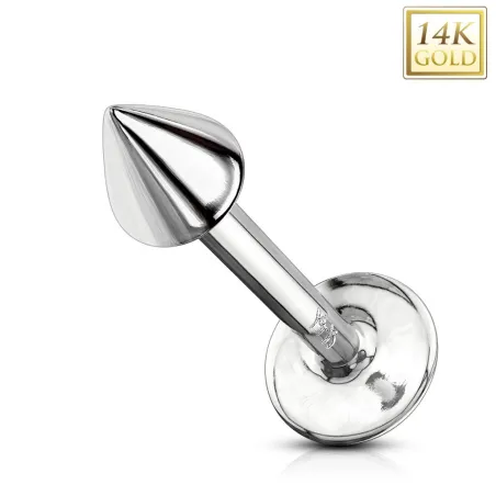 Piercing Labret Or Blanc 14K Véritable Spike