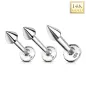 Piercing oreille Labret Or Blanc 14K Véritable Spike