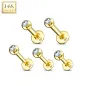 Piercing oreille Labret Or 14K véritable, Boule sertie d'un gemme