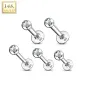 Piercing oreille Labret Or Blanc 14K Véritable avec GEM