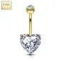 Piercing nombril Or 14 carats Pierre en Coeur blanc