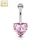 Piercing nombril Or Blanc 14 Carats Coeur rose