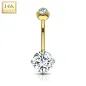 Piercing nombril Or 14 carats serti d'une pierre ronde blanche