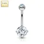 Piercing nombril Or  Blanc 14K Pierre Zirconium blanche