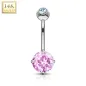 Piercing nombril Or Blanc 14K Pierre Zirconium rose