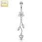 Piercing nombril Or blanc 14 carats fleur vigne