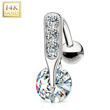 Piercing nombril inversé Or blanc 14 carats Solitaire