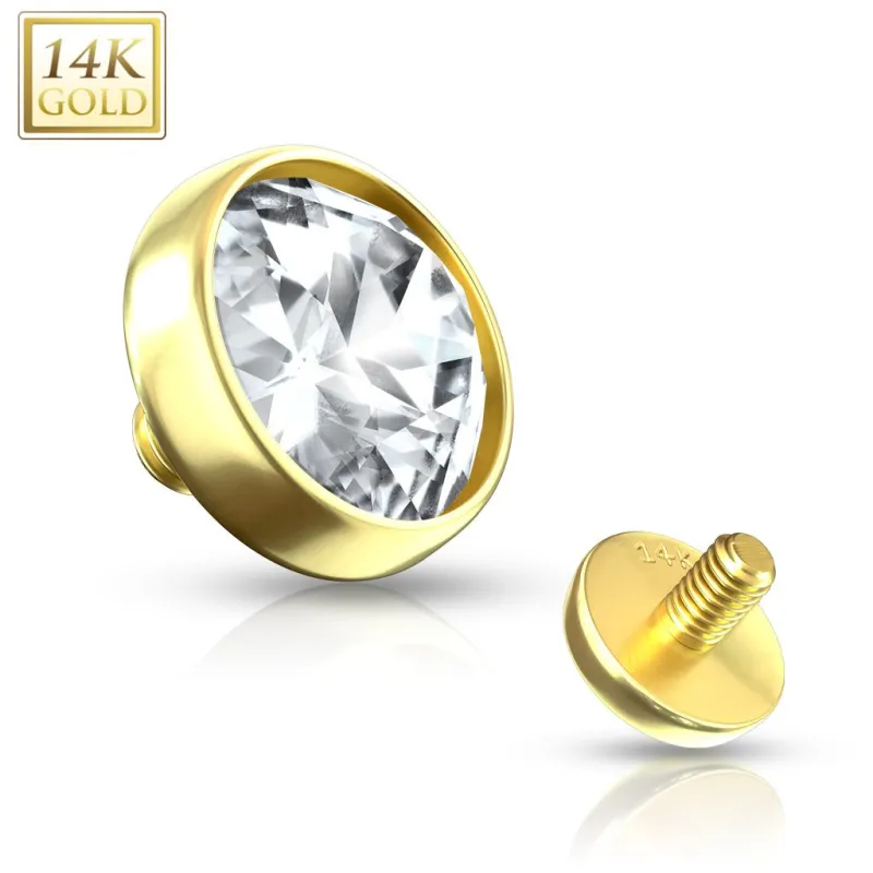 Piercing microdermal Or jaune 14 Carats zirconium