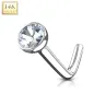 Piercing nez Or blanc 14 carats gemme tige en L