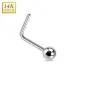 Piercing nez Or blanc 14 carats boule tige en L