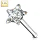 Piercing nez Or Blanc 14 Carats tige droite étoile blanche