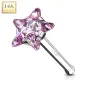 Piercing nez Or Blanc 14 Carats tige droite étoile rose