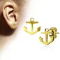 Paire boucles d'oreilles clous ancre marine doré