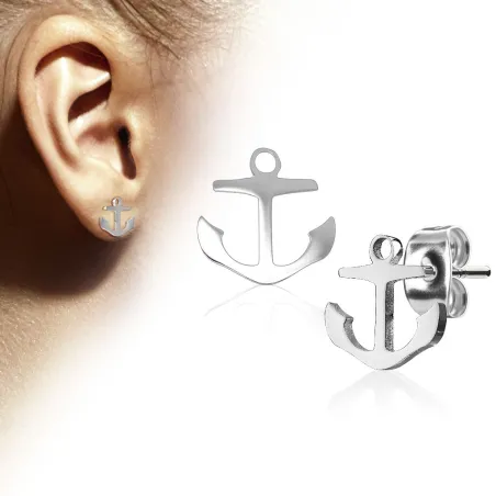 Paire boucles d'oreilles clous anre marine argenté