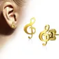 Paire boucles d'oreilles clous clef de sol doré