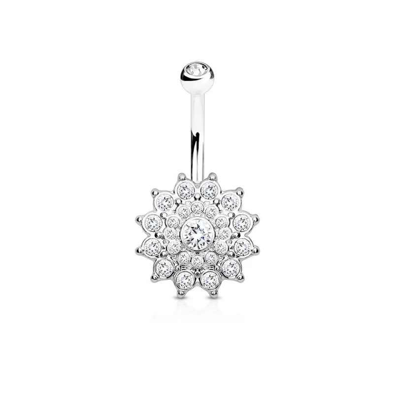 Piercing nombril dahlia cristaux