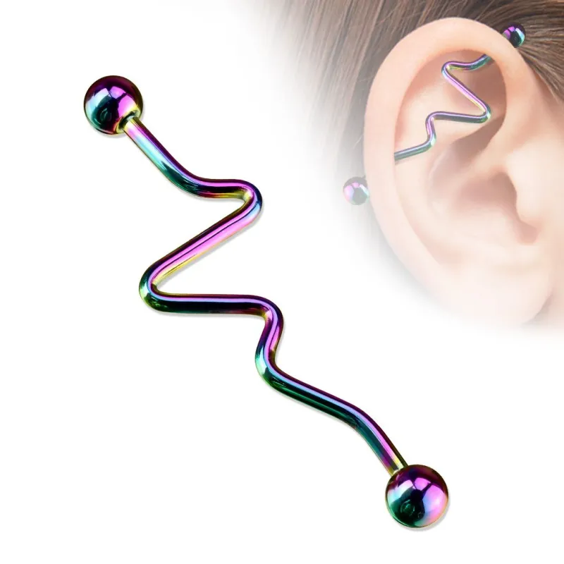 Piercing oreille Industriel ZigZag Multicolore