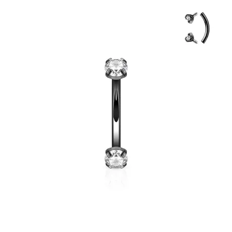 Piercing arcade strass en acier noir