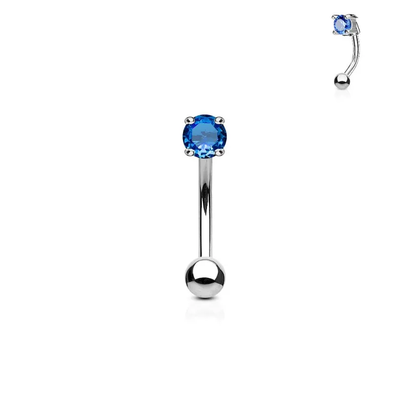 Piercing arcade zircon rond bleu