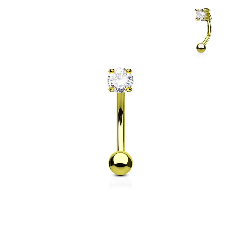 Piercing arcade plaqué or zircon rond blanc