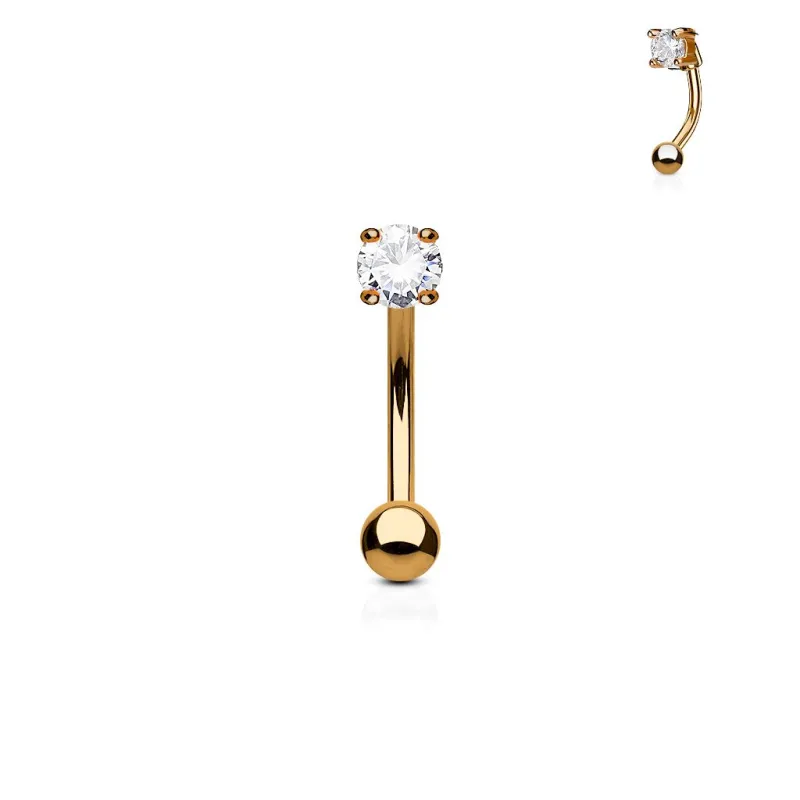 Piercing arcade plaqué or rose zircon rond blanc