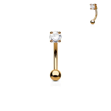 Piercing arcade plaqué or rose zircon rond blanc