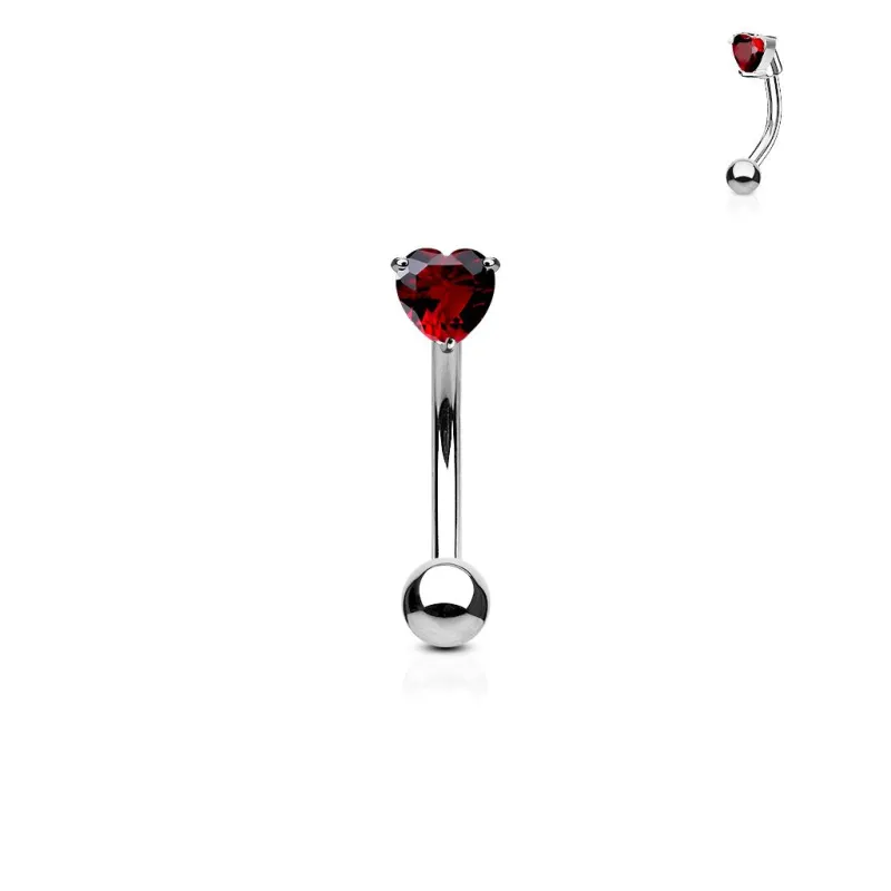 Piercing arcade zircon coeur rouge