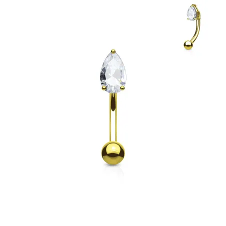 Piercing arcade plaqué or zircon larme blanche