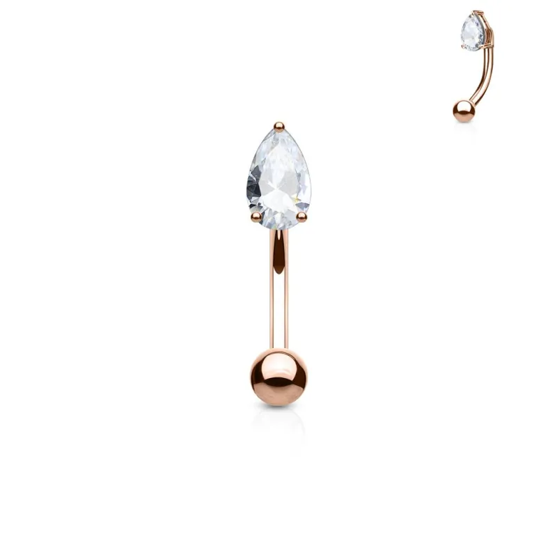 Piercing arcade plaqué or rose zircon larme blanche