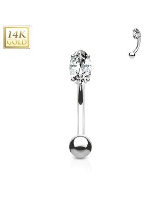 Piercing arcade Or blanc 14K Pierre Zirconium Ovale