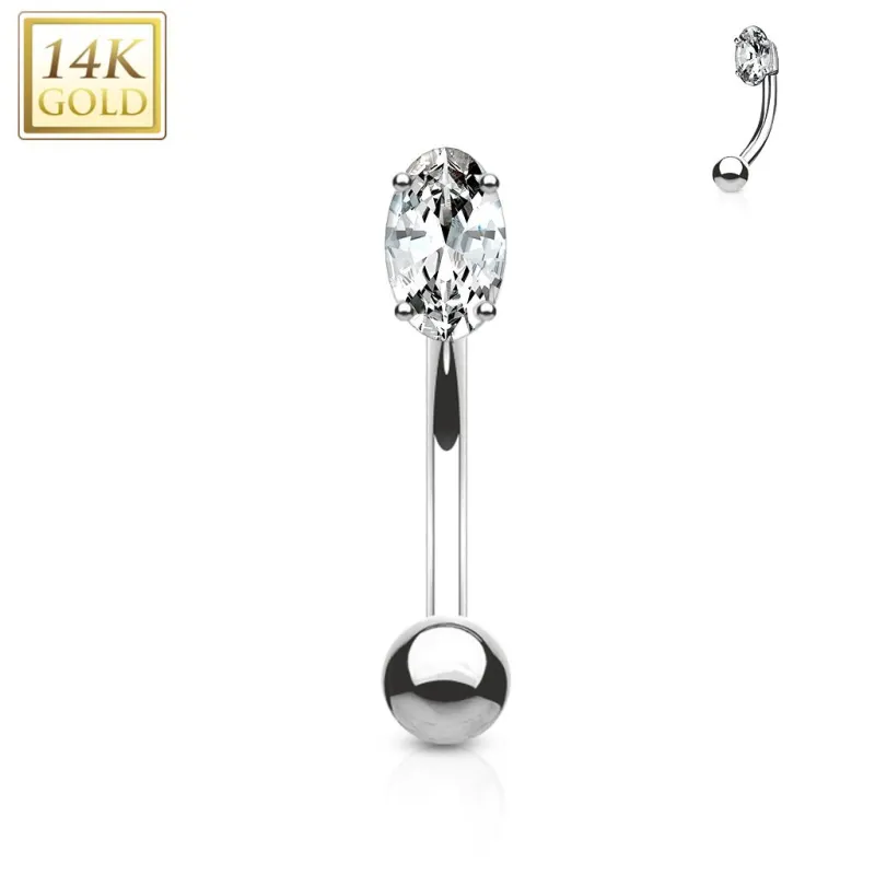 Piercing arcade Or blanc 14K Pierre Zirconium Ovale