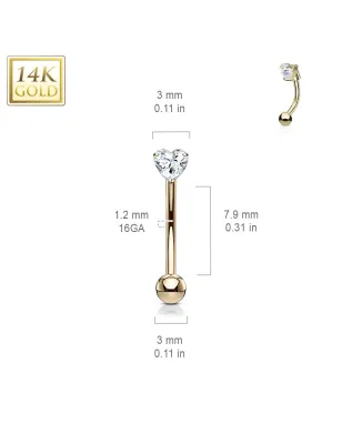 Piercing arcade Or jaune 14 carats coeur