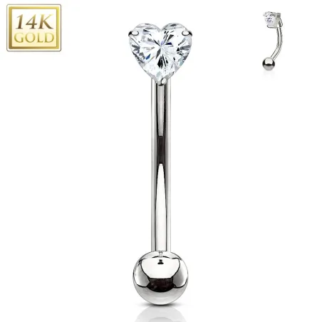 Piercing arcade Or blanc 14 carats coeur