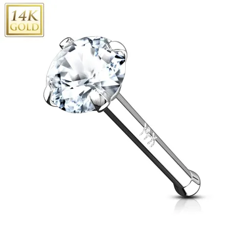 Piercing Nez Or blanc 14 Carats Gemme de 3 mm