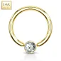 Piercing anneau captif Or Jaune 14 Carats strass (oreille, teton)