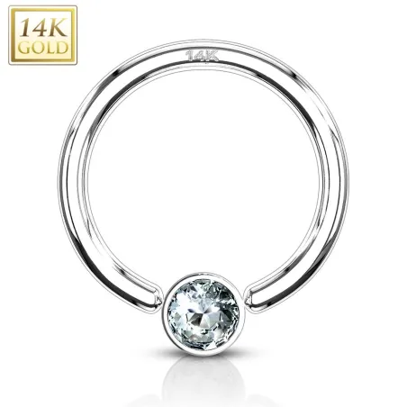 Piercing anneau captif Or blanc 14 Carats strass