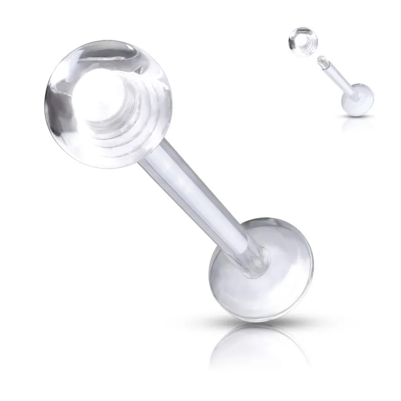 Piercing oreille labret bioflex boule transparente