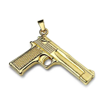 Pendentif en acier inoxydable pistolet doré