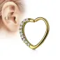 Piercing oreille cartilage daith coeur strass plaqué or