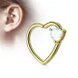 Piercing oreille cartilage daith gemme coeur blanc plaqué or