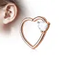 Piercing oreille cartilage daith gemme coeur blanc plaqué or rose