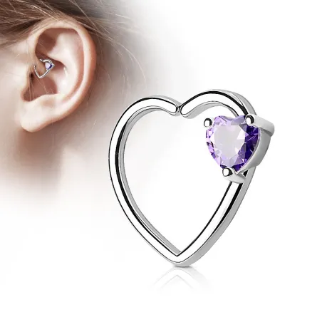 Piercing cartilage daith gemme coeur tanzanite