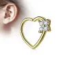 Piercing oreille cartilage daith coeur quatre gemmes plaqué or