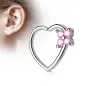 Piercing oreille cartilage daith coeur quatre gemmes roses