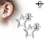 Paire boucles d'oreilles clous étoile silhouette argenté