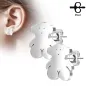 Paire boucles d'oreilles clous ourson argenté